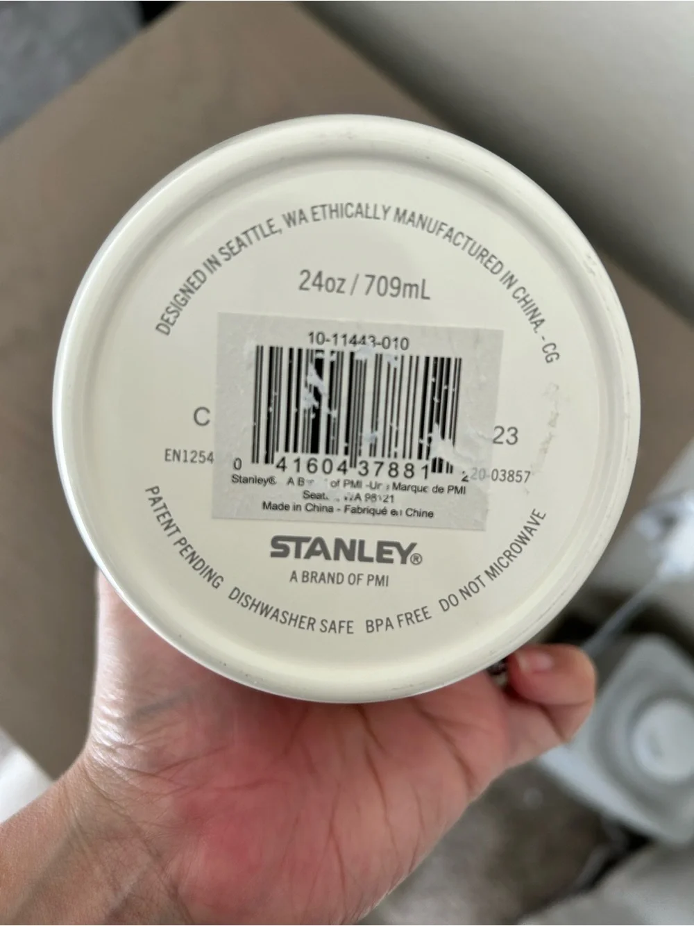 Stanley off White and Silver Travel coffee Mug with Handle - Picture 8 of 12